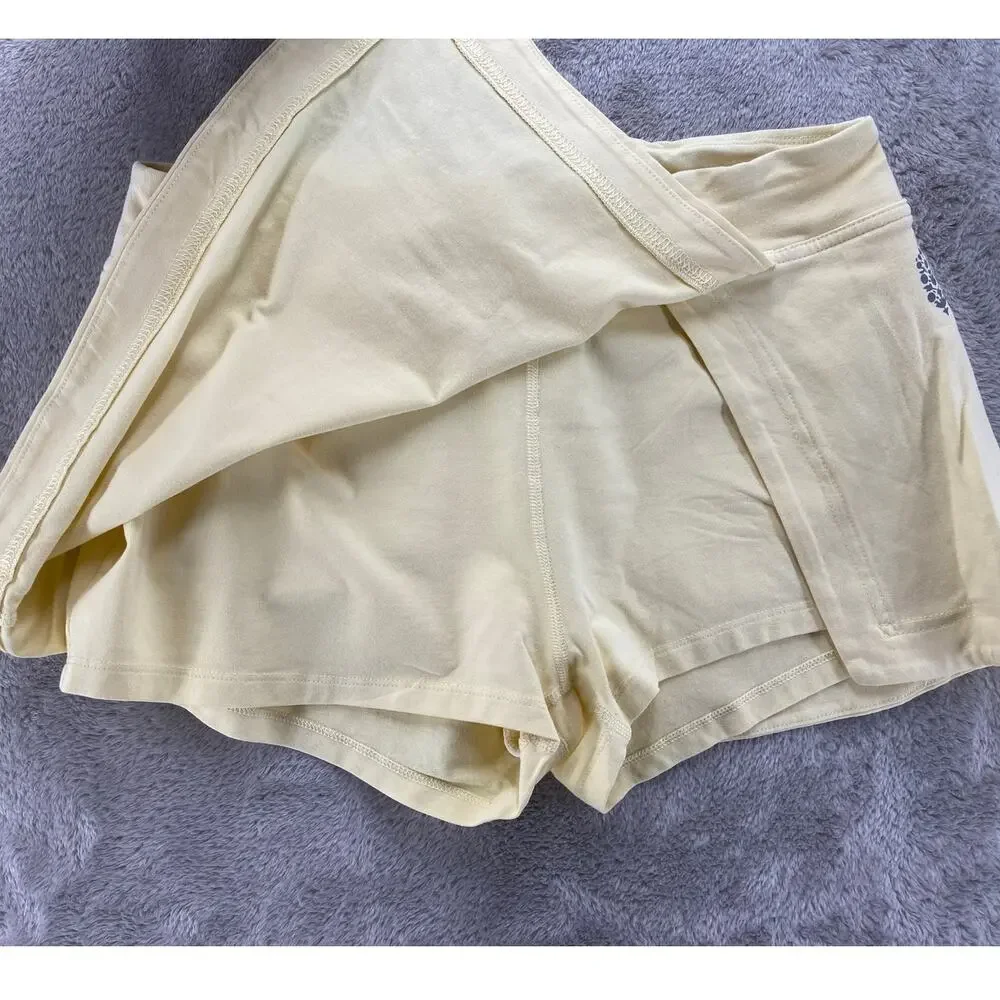 Free People Movement Skort Womens Medium Yellow Wrap Mini Skirt Built In Shorts